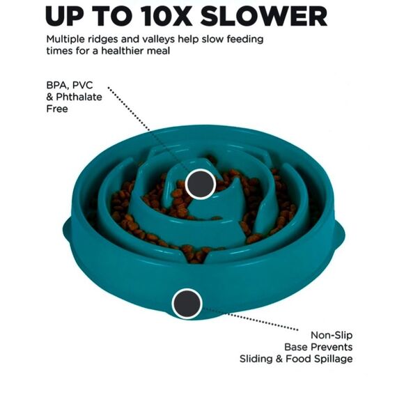 Outward Hound Non-Skid Plastic Slow Feeder Interactive Dog Bowl - Picture 4 of 4